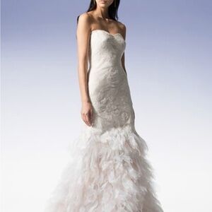 Tadashi Shoji pink floral embroidered Gown size 8